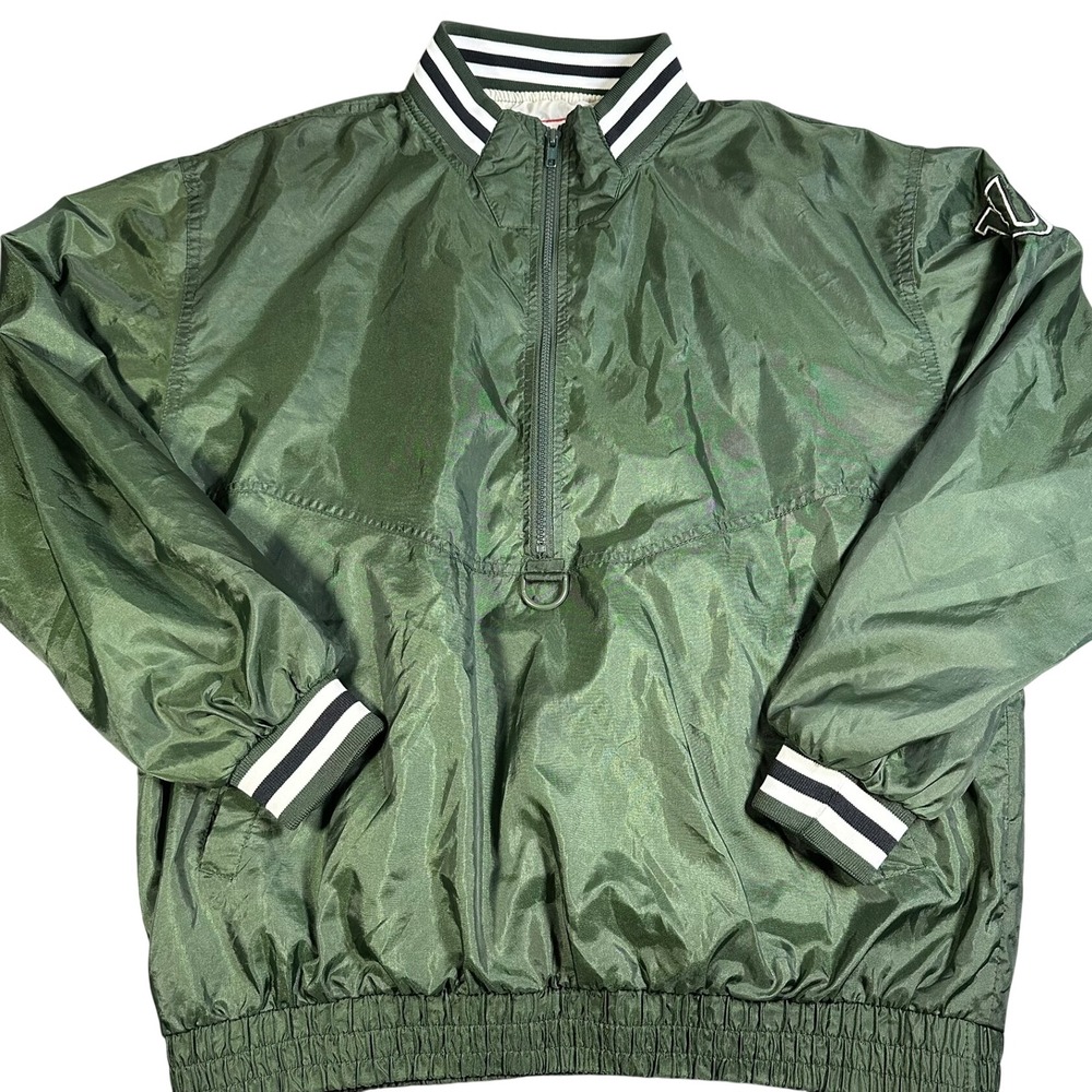 Wilson Authentic Mens Medium Green Half Zip Windbreaker Jacket Vintage